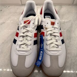 Samba OG Shoes - Adidas White Sneakers with Red and Navy Accents